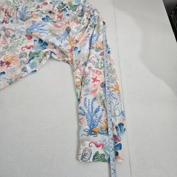 Jane and Delancey Womens Beach Button Up Top Sz 1X Travel Nautical Island Cruise - Picture 8 of 11